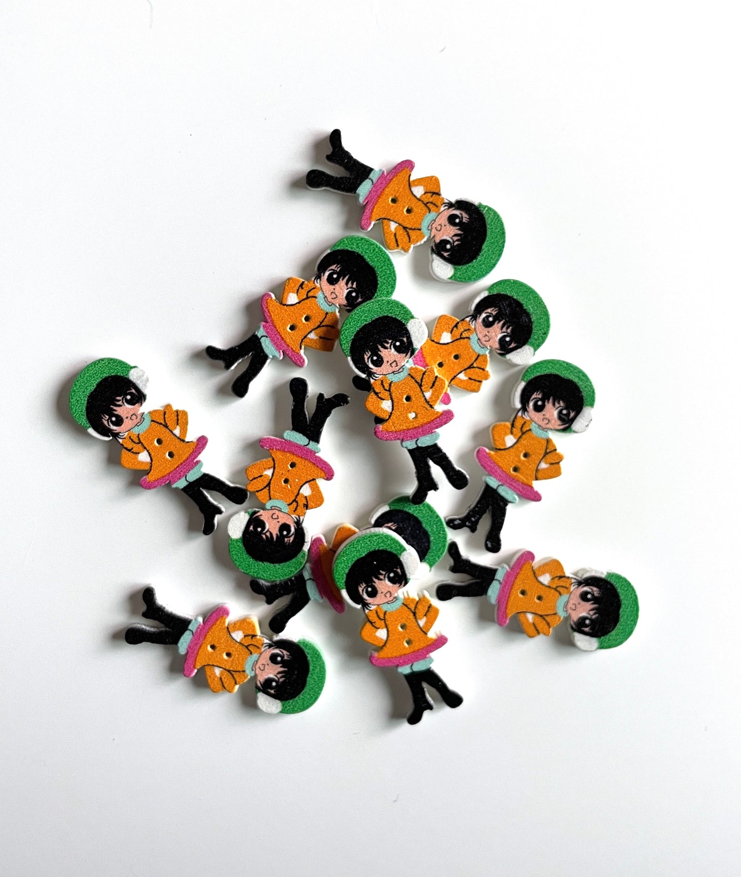 Doll Wooden buttons - pack of 6 - DB002