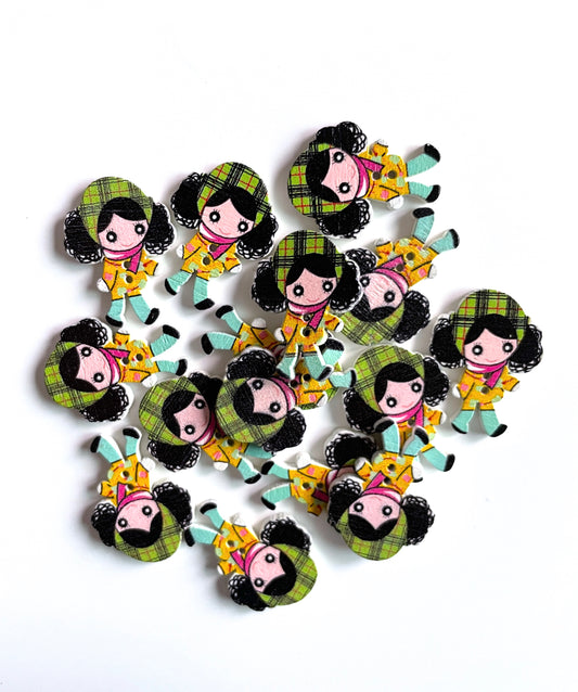 Doll Wooden buttons - pack of 6 - DB004
