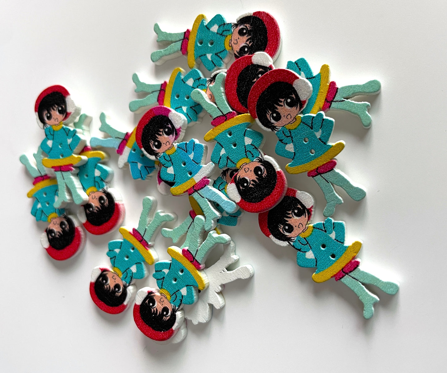 Doll Wooden buttons - pack of 6 - DB006