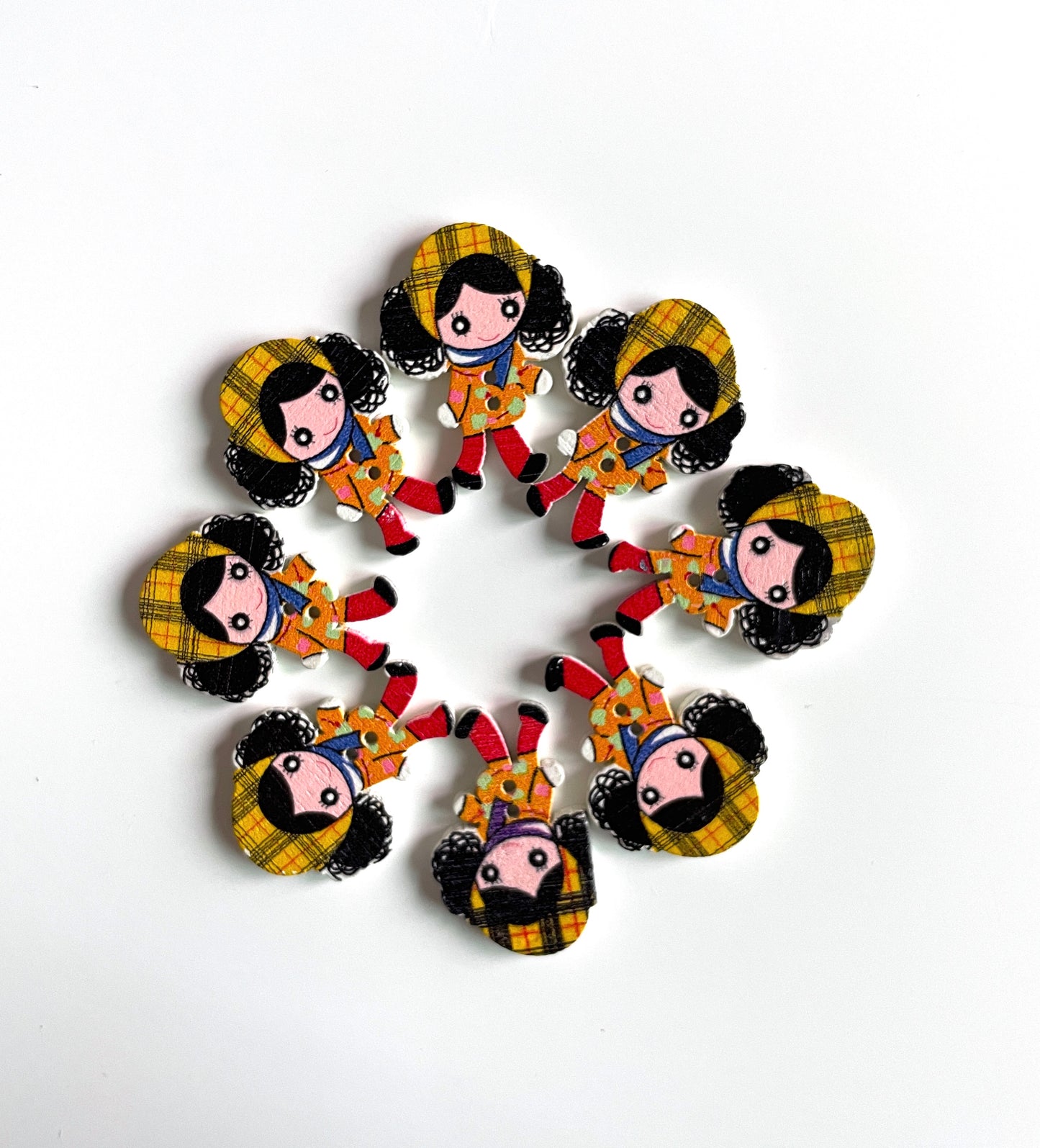 Doll Wooden buttons - pack of 6 - DB008
