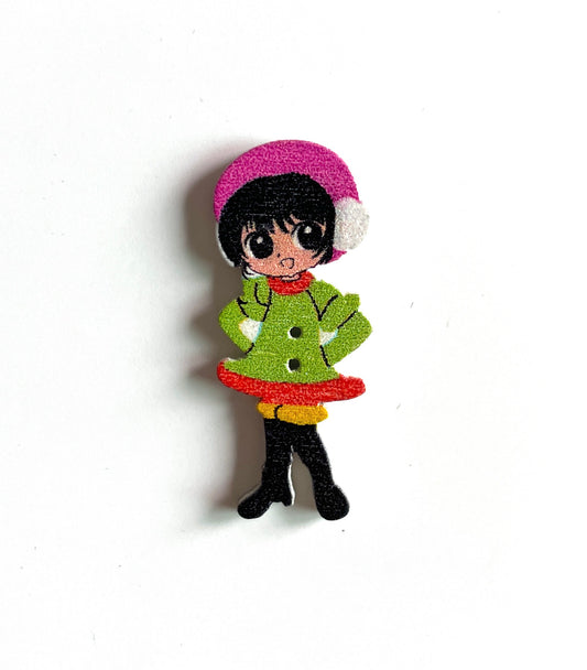 Doll Wooden buttons - pack of 6 - DB009