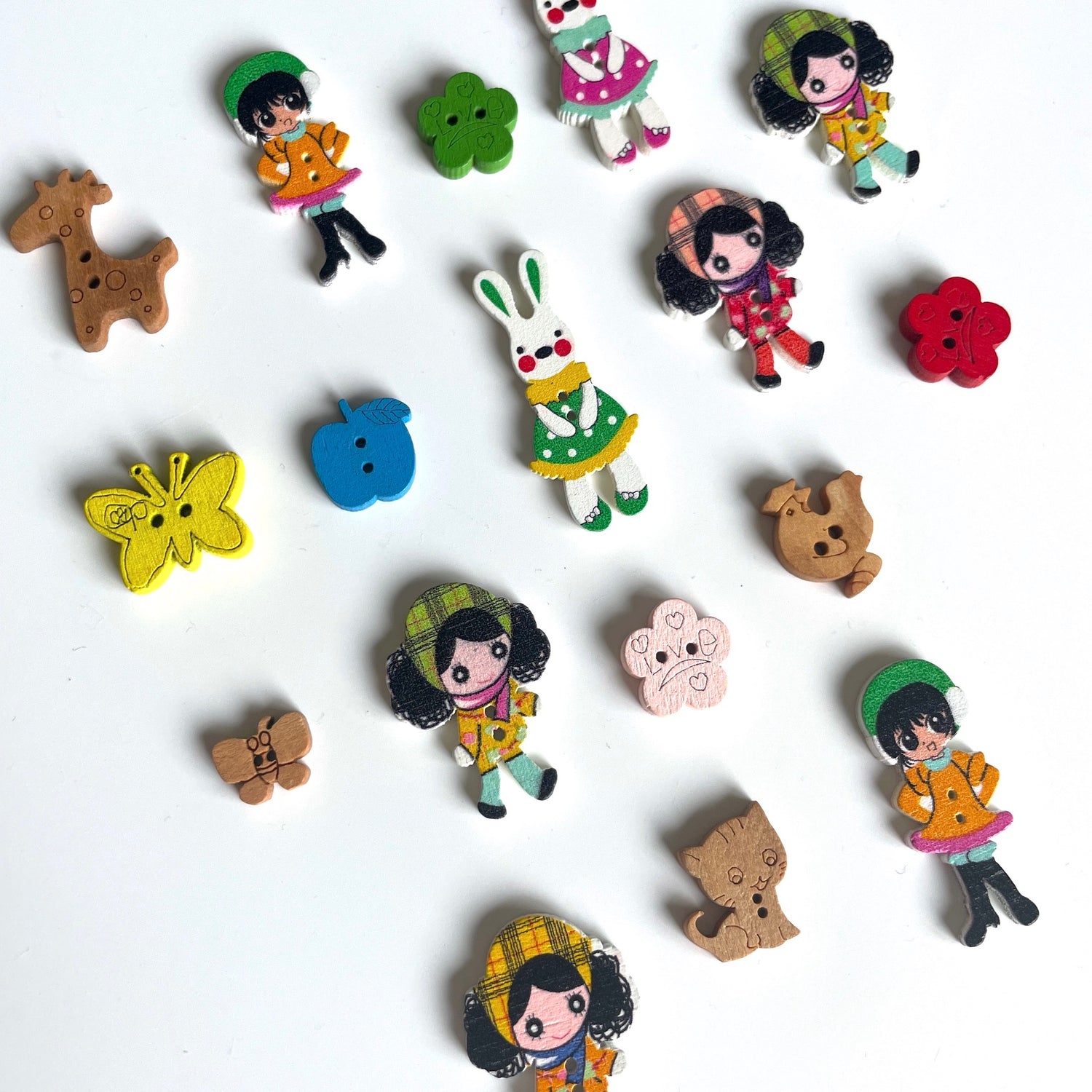 Doll wooden buttons