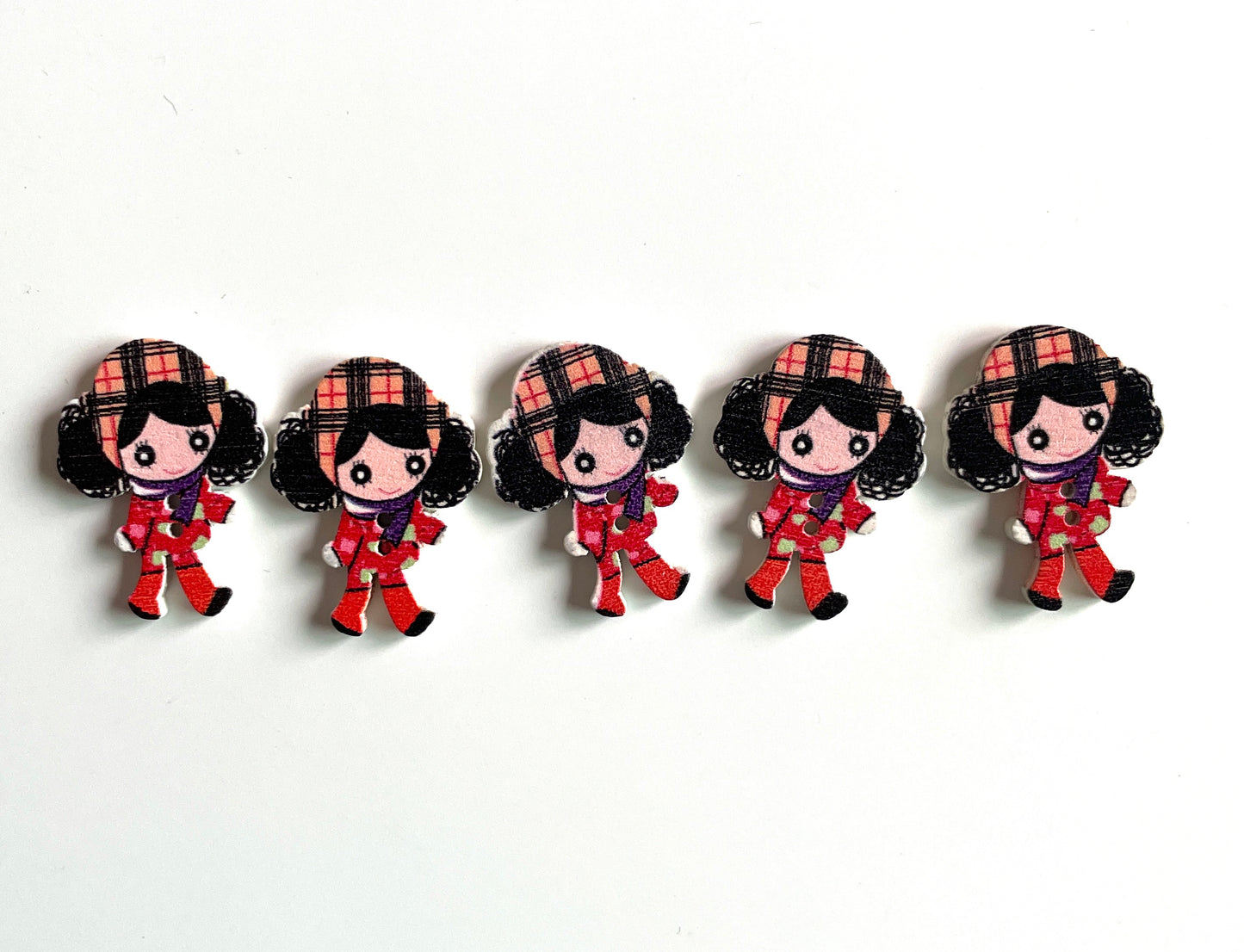 Doll Wooden buttons - pack of 6 - DB001