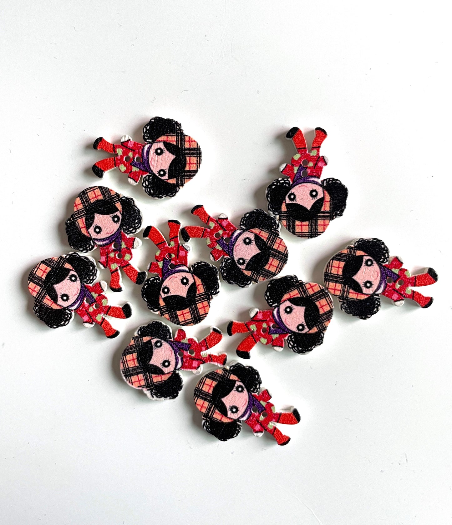 Doll Wooden buttons - pack of 6 - DB001