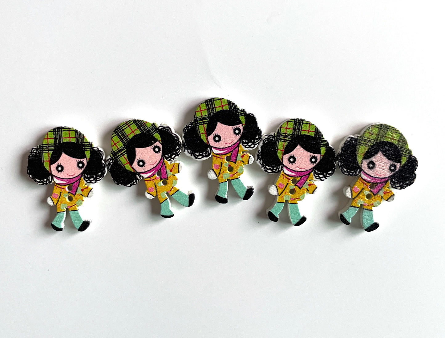 Doll Wooden buttons - pack of 6 - DB004