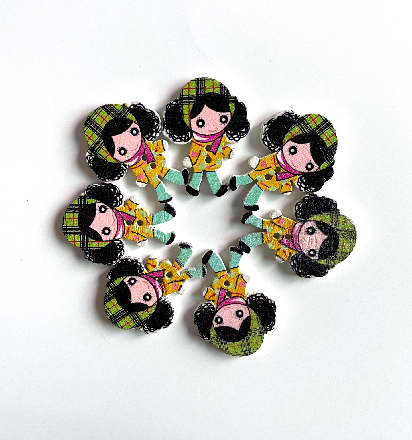 Doll Wooden buttons - pack of 6 - DB004