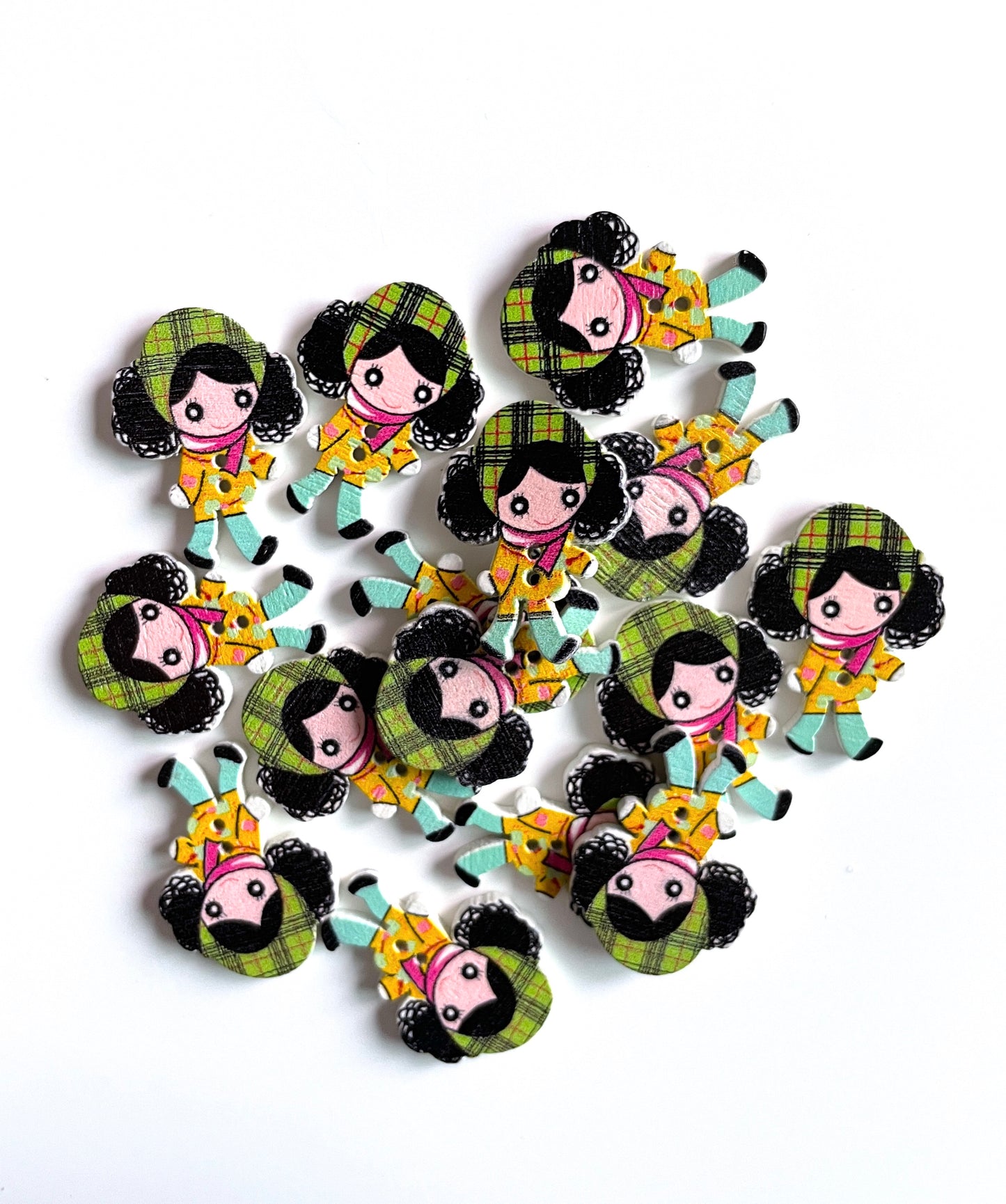 Doll Wooden buttons - pack of 6 - DB004