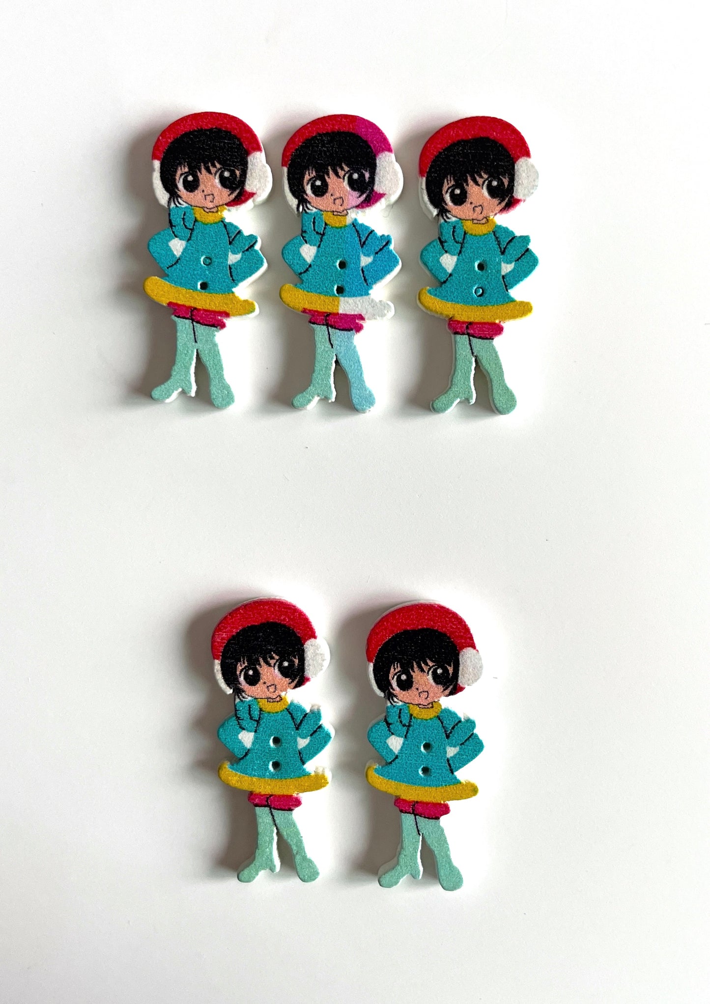 Doll Wooden buttons - pack of 6 - DB006