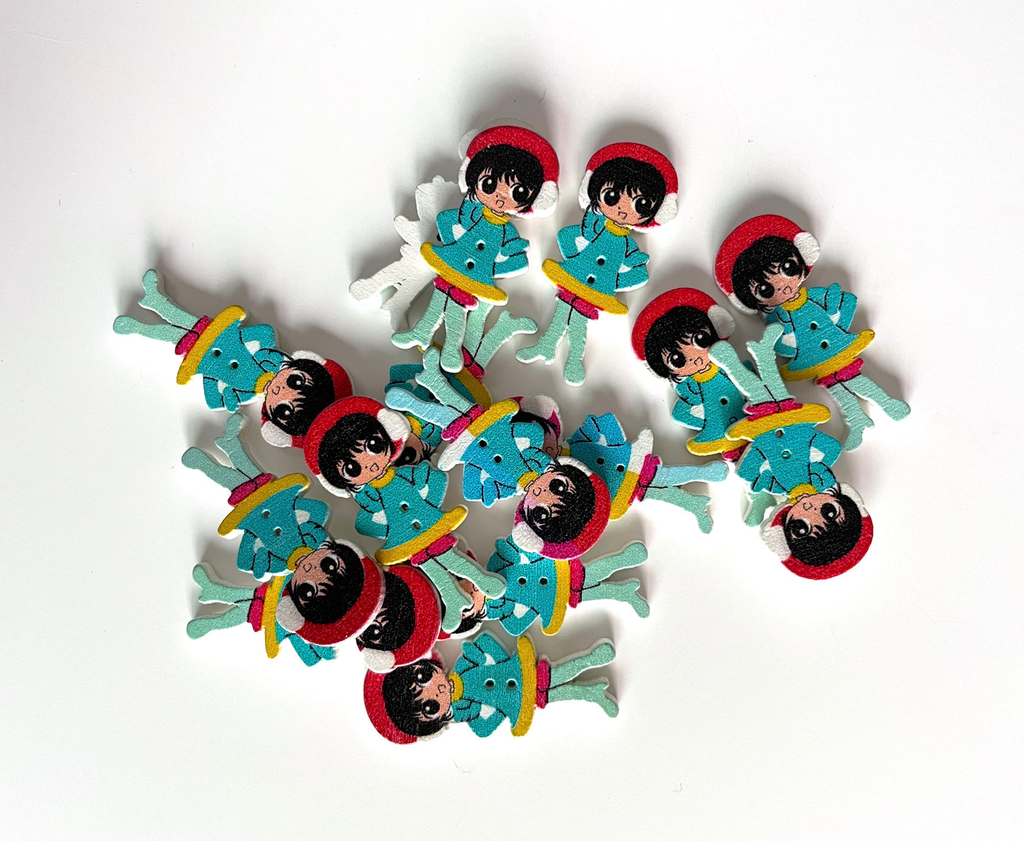 Doll Wooden buttons - pack of 6 - DB006
