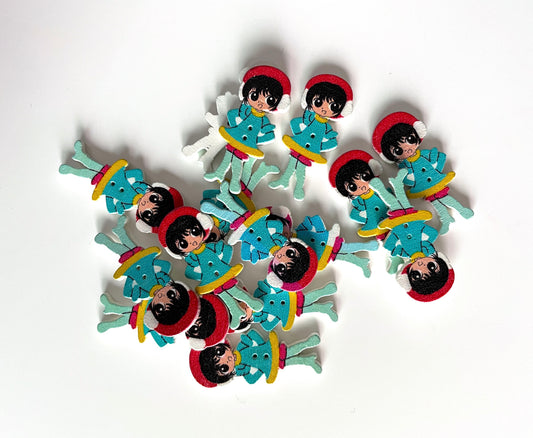 Doll Wooden buttons - pack of 6 - DB006