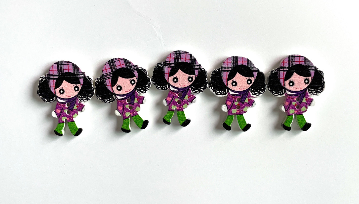 Doll Wooden buttons - pack of 5 - DB007