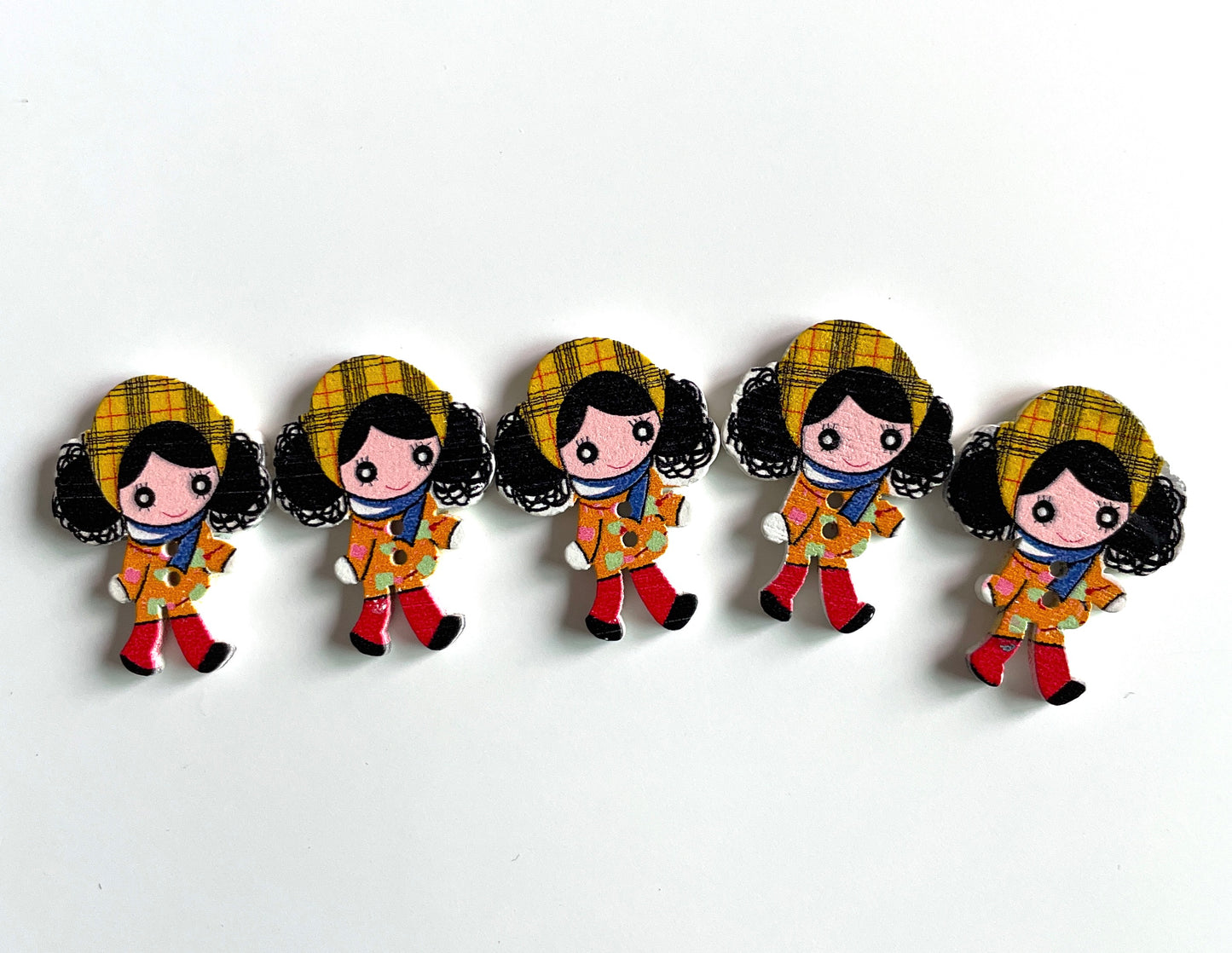 Doll Wooden buttons - pack of 6 - DB008