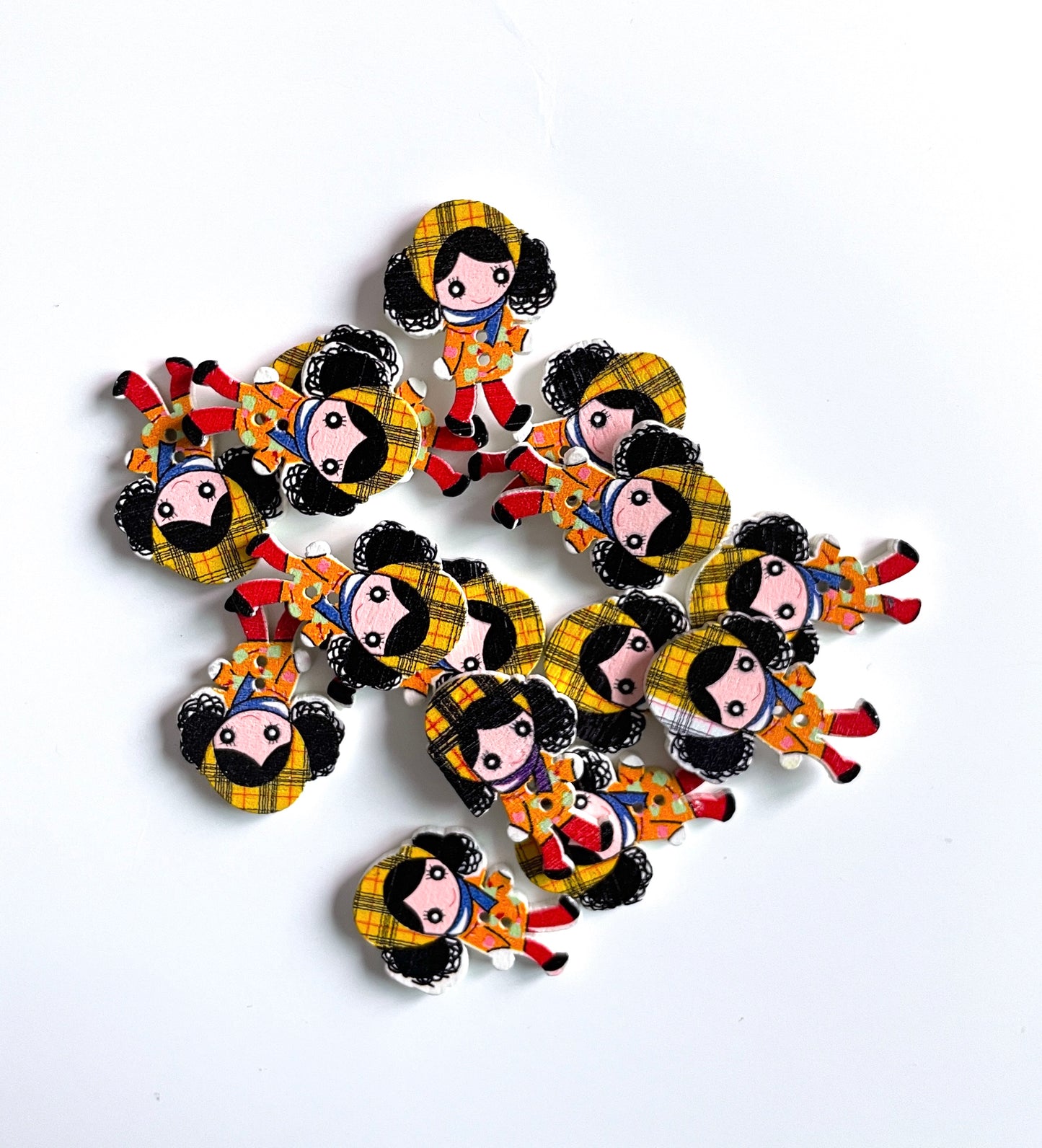 Doll Wooden buttons - pack of 6 - DB008