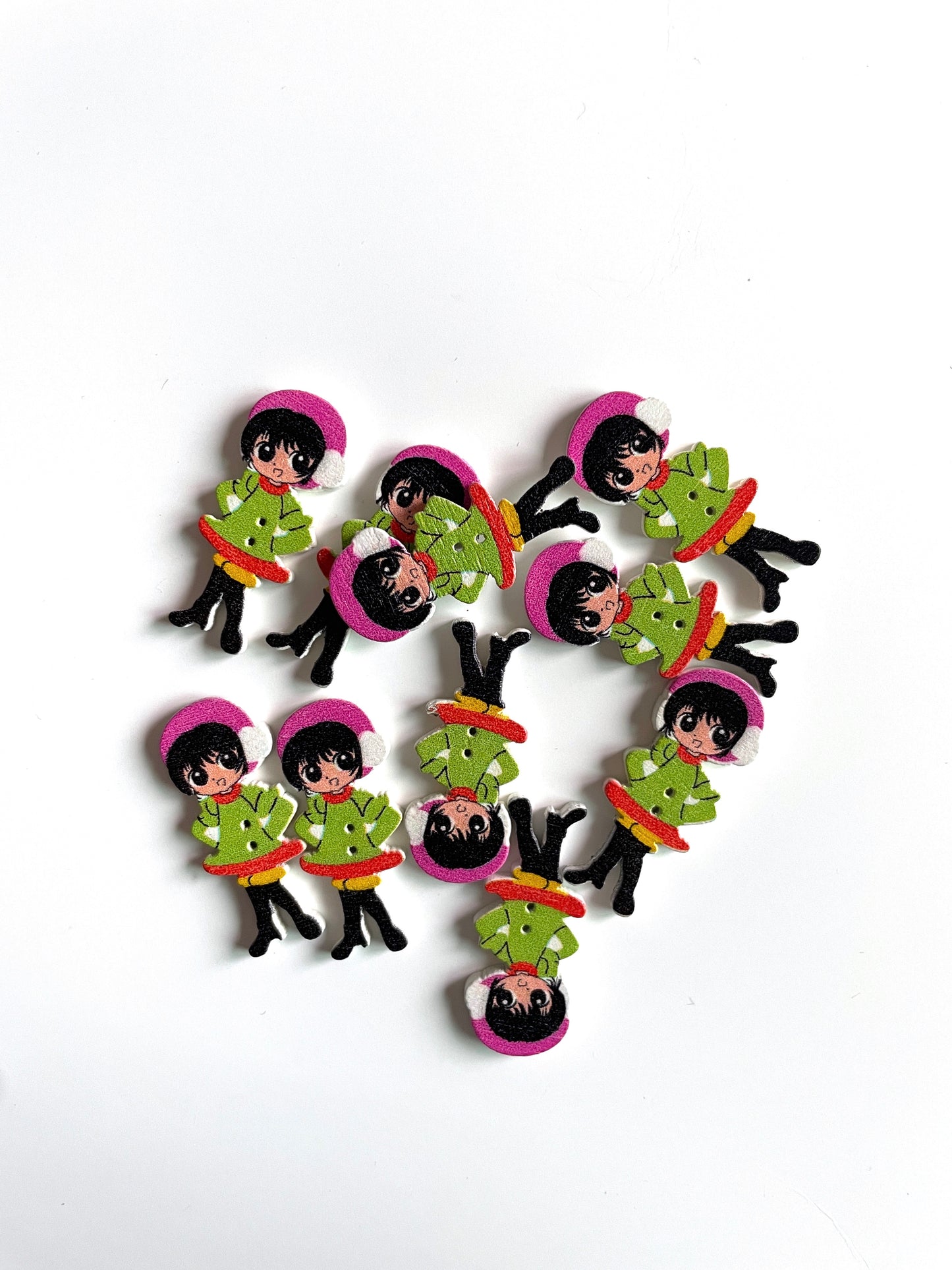 Doll Wooden buttons - pack of 6 - DB009