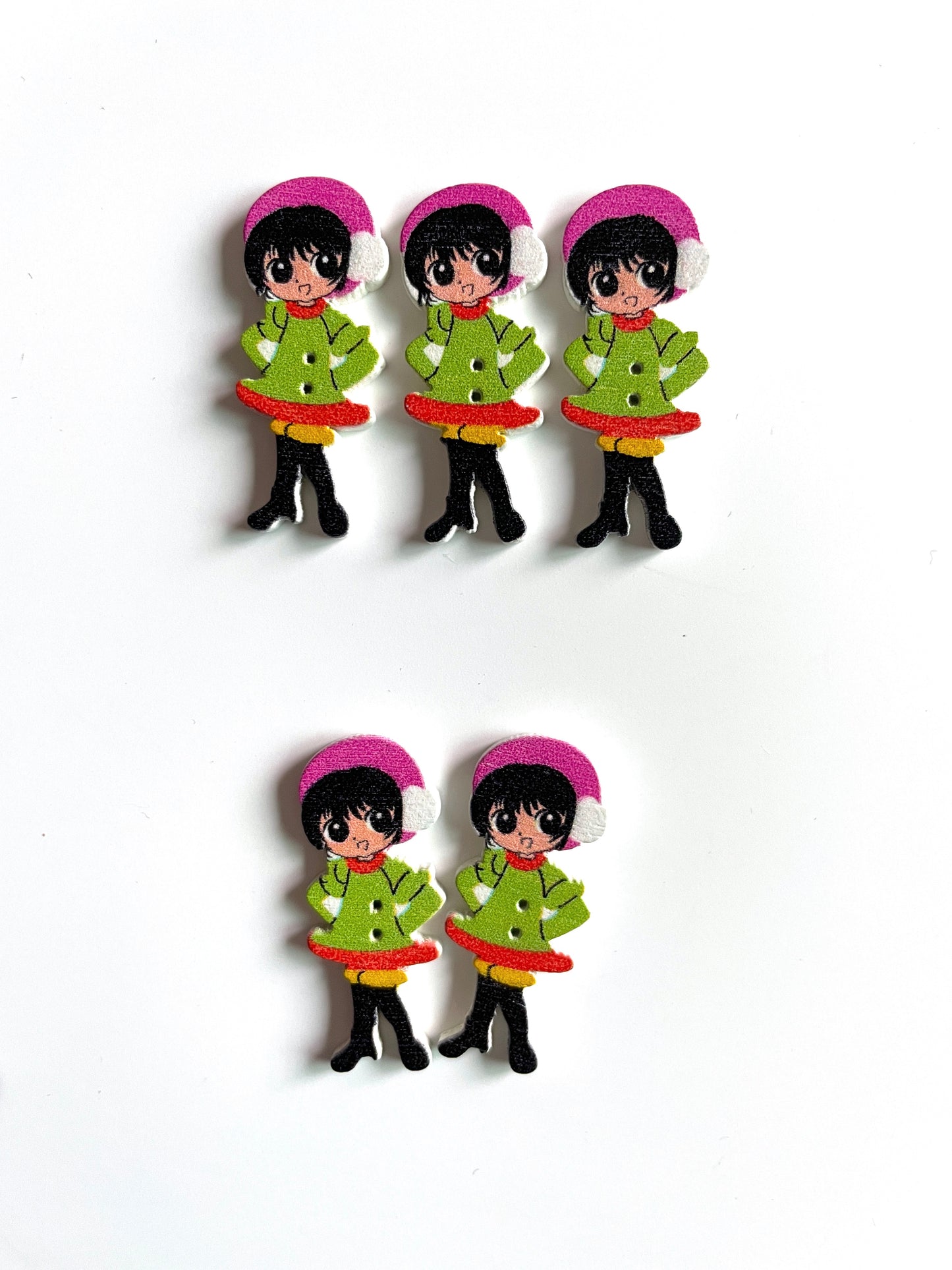 Doll Wooden buttons - pack of 6 - DB009