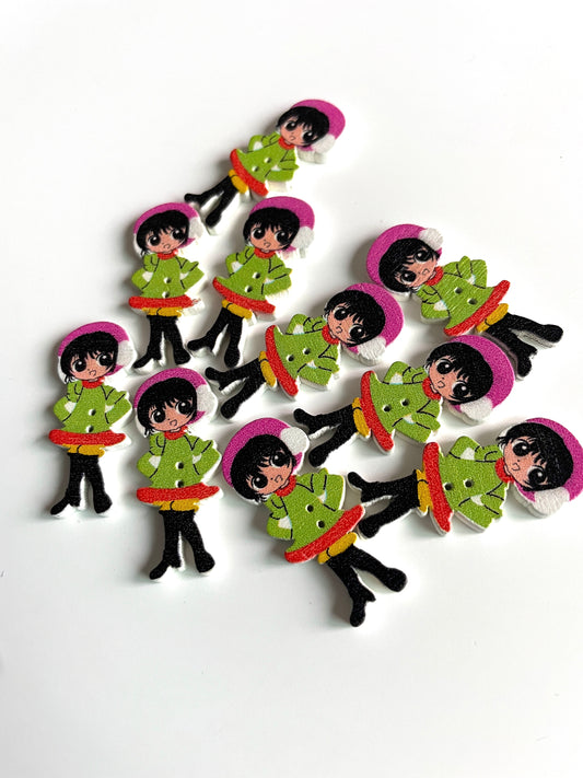 Doll Wooden buttons - pack of 6 - DB009