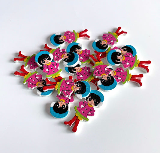 Doll Wooden buttons - pack of 6 - DB012
