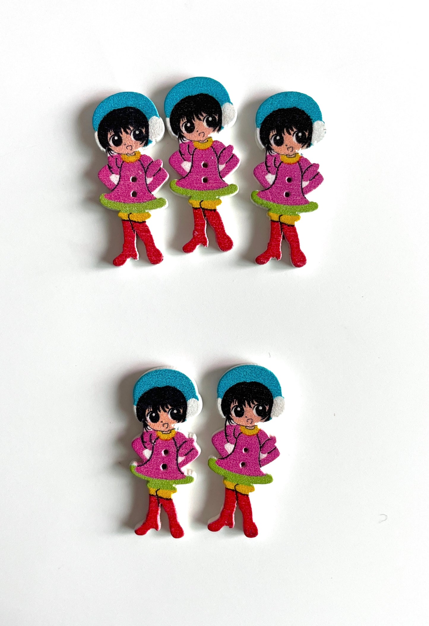 Doll Wooden buttons - pack of 6 - DB012