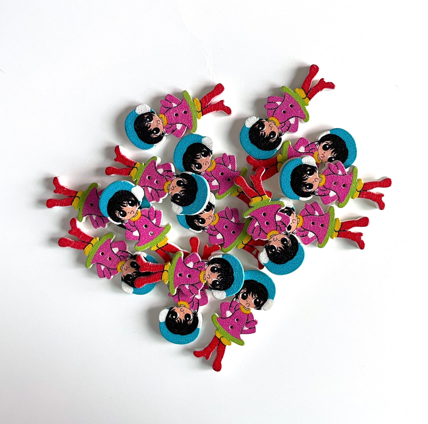 Doll Wooden buttons - pack of 6 - DB012