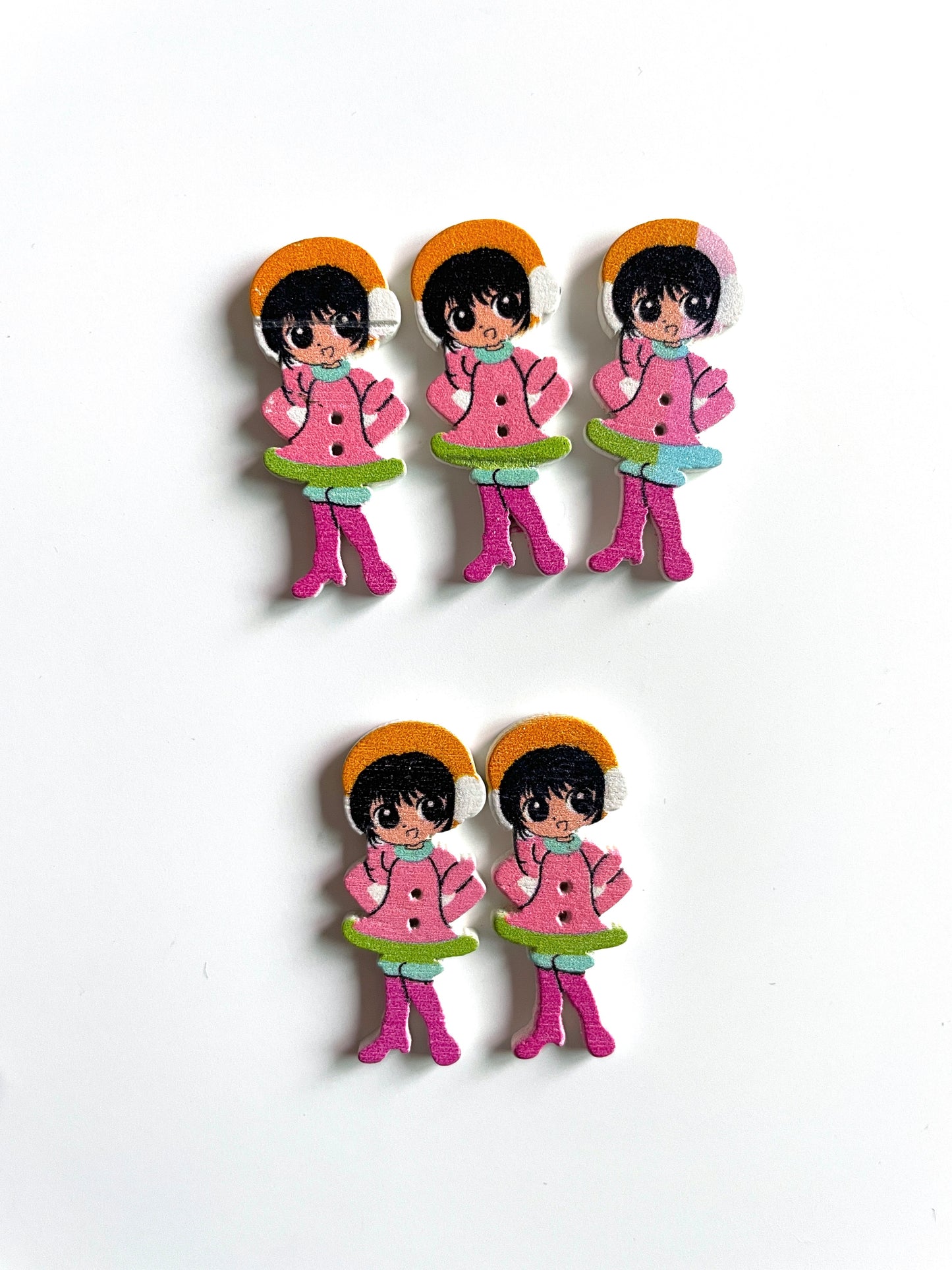 Doll Wooden buttons - pack of 6 - DB014