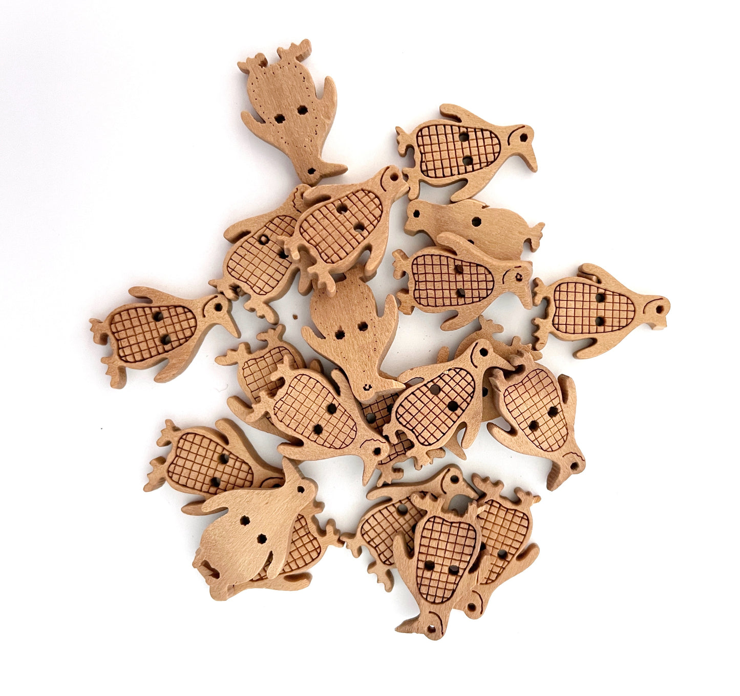 Fancy Wooden buttons - pack of 6 - DWB06